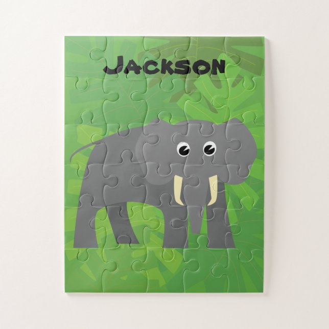 Puzzle Happy Elephant Little Kids Personnalisé (Vertical)