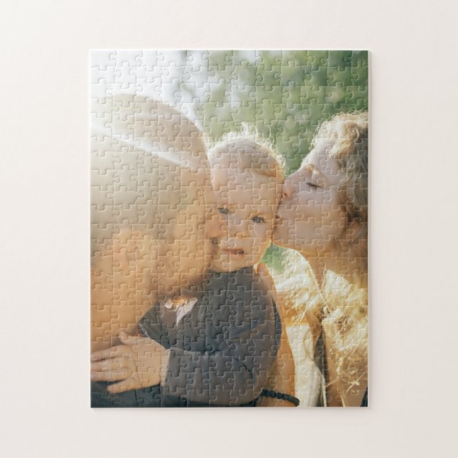 Puzzle Happy Family Kiss personnalisé photo personnalisée (Vertical)