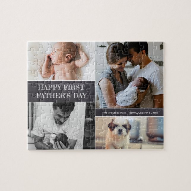 Puzzle Happy First Father's Day Photo Collage Family (Horizontal)