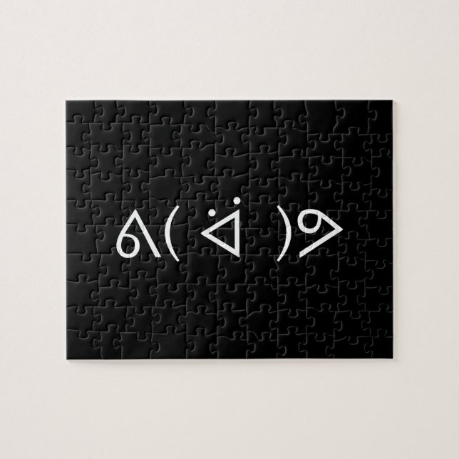 Puzzle Happy Gary ᕕ( ᐛ )Meme Emoticon Text Art (Horizontal)