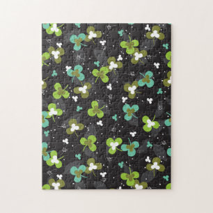 Puzzle Happy Green Clover Feuille Motif d'art II