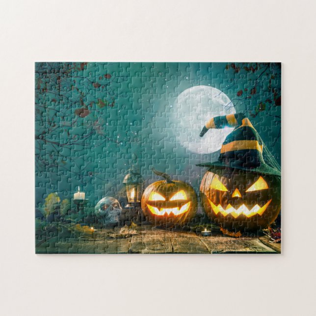Puzzle Happy Halloween Art drôle Jack-o'-lantern Hallowee (Horizontal)