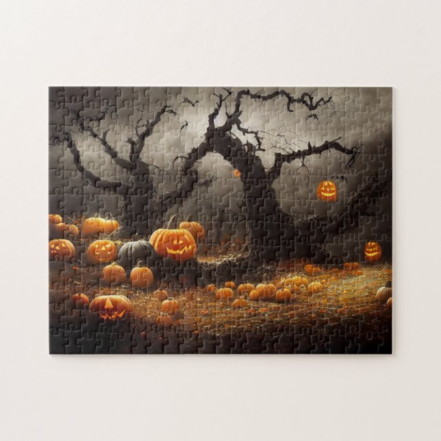 Puzzle Happy Halloween avec beaucoup de citrouilles. (Horizontal)