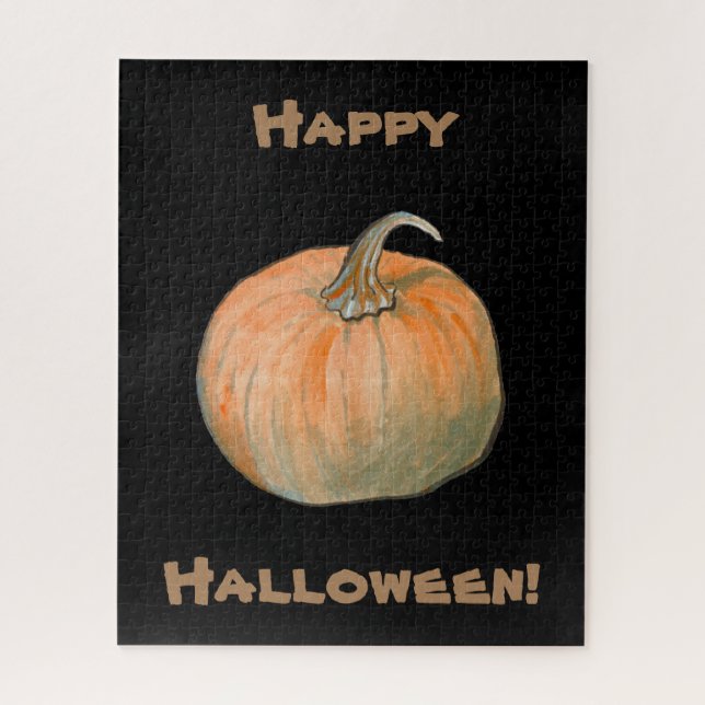 Puzzle Happy Halloween Citrouille aquarelle (Vertical)