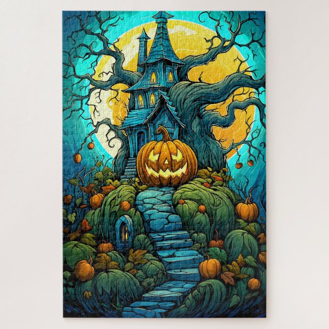 Puzzle Happy Halloween Lune Haunted House (Vertical)