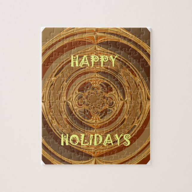 Puzzle Happy Holidays Circle Art Print/Design (Vertical)