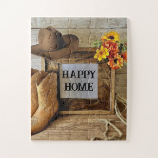Puzzle Happy Home Cowgirl Style Cowboy Avec Bottes Cowboy
