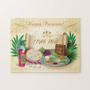 Puzzle Happy Passover Spring Pesach Seder Décor Vintage