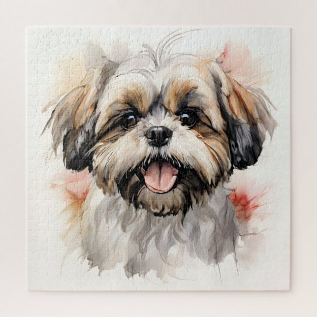 Puzzle Happy Shih-tzu Portrait d'encre de chiot (Vertical)