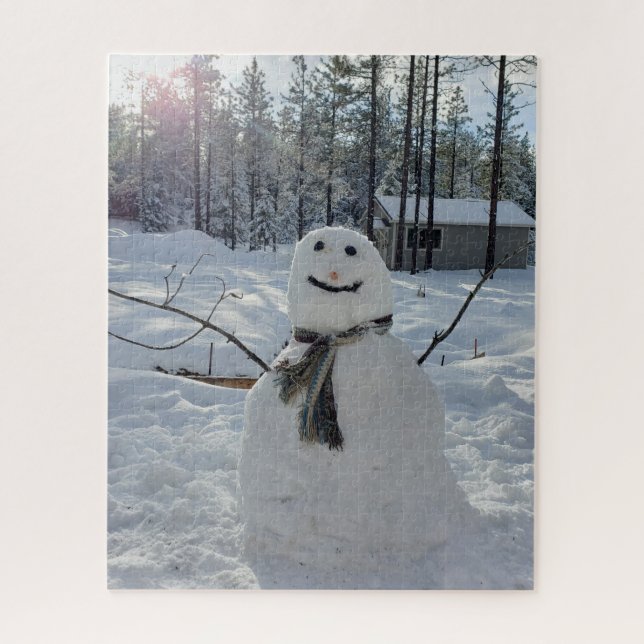 Puzzle Happy Snowman photos d'hiver originales (Vertical)