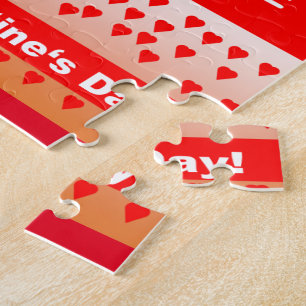 Puzzle Happy Valentine's Day Text Forever Love Hearts Red