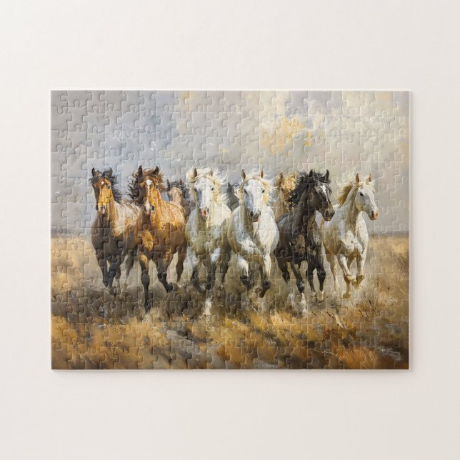 Puzzle Harde de Cheval Galloping Mustang Peinture (Horizontal)