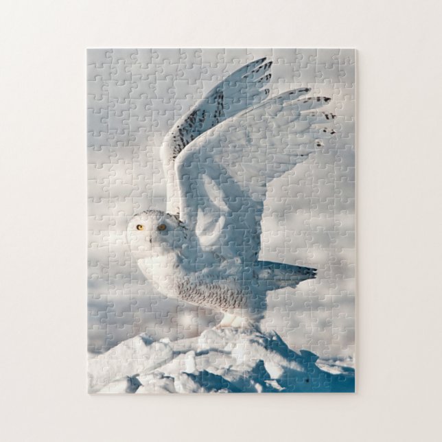 Puzzle Harfang des neiges décollant de la neige (Vertical)
