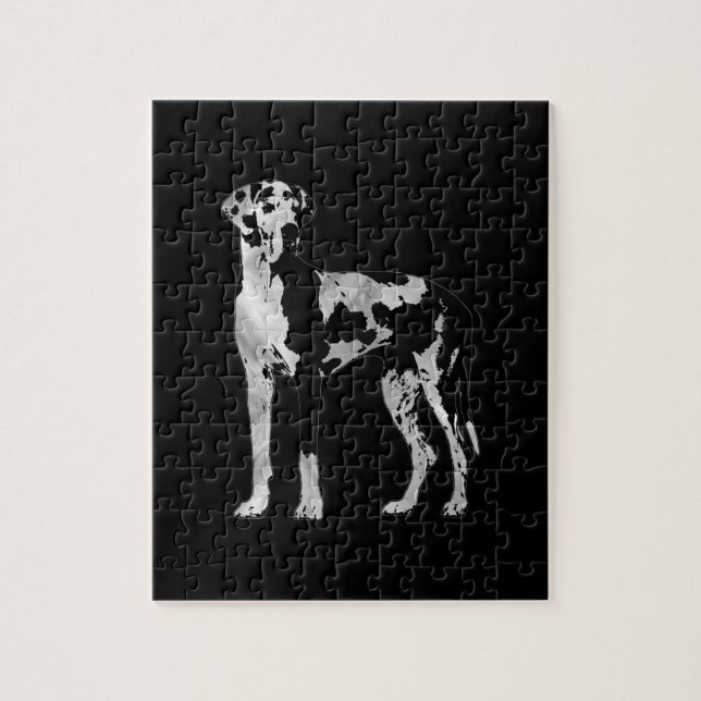 Puzzle Harlequin great dane - perle et argent (Vertical)