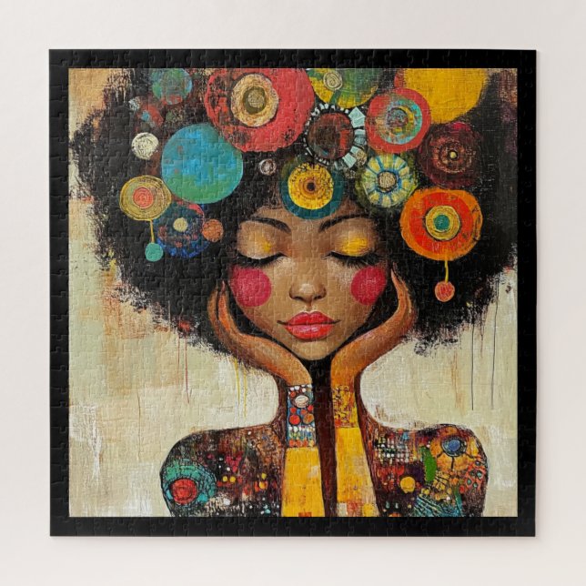 Puzzle Harmonie de femme noire colorée  (Vertical)