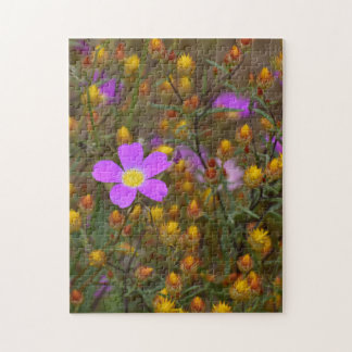 Puzzle Harmonie de fleurs sauvages – Pourpre et or en fle