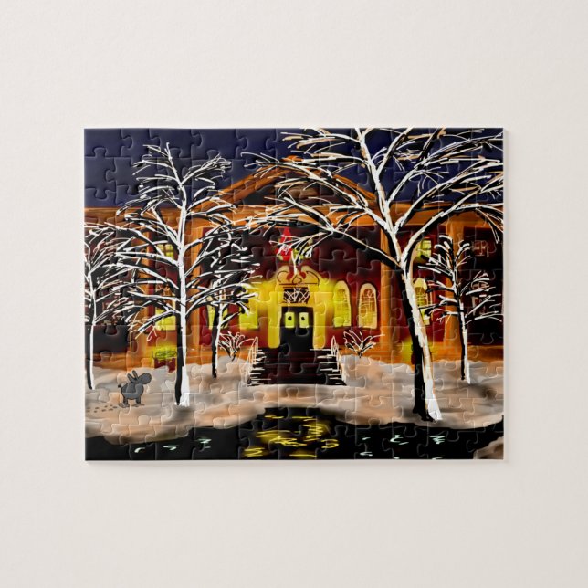 Puzzle Harvard dans la neige (Horizontal)