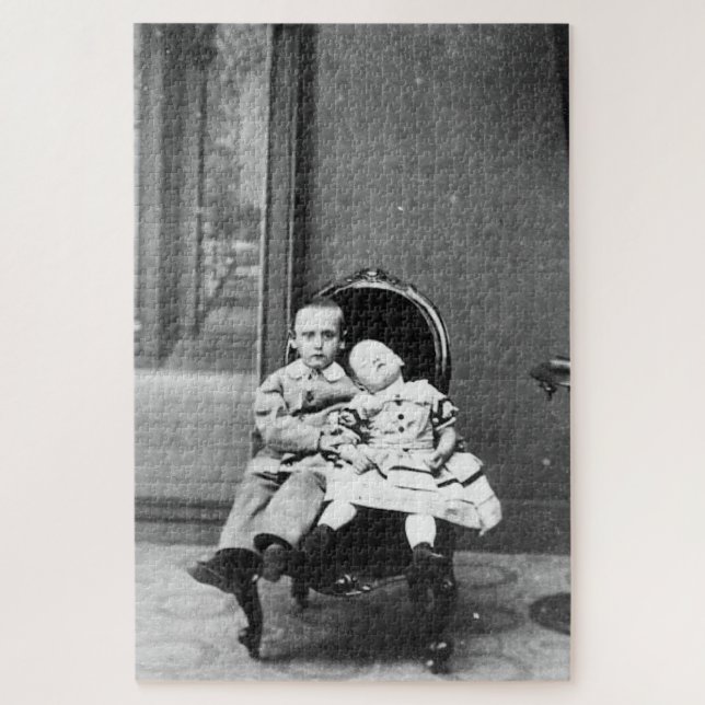 Puzzle Haunting Vintage Sibling Portrait  (Vertical)