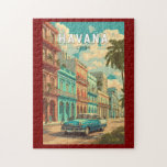 Puzzle Havana Cuba Illustration Voyage Art Vintage<br><div class="desc">Conception de déplacement vectoriel rétro Havana. Promenez-vous dans les rues pavées de la Vieille Havane ou promenez-vous le long du Malecón,  la ville offre un mélange intemporel d'histoire,  d'art et d'énergie caribéenne.</div>