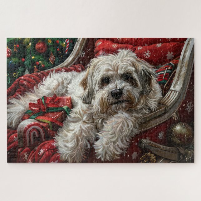 Puzzle Havanese Dog Christmas Festive (Horizontal)