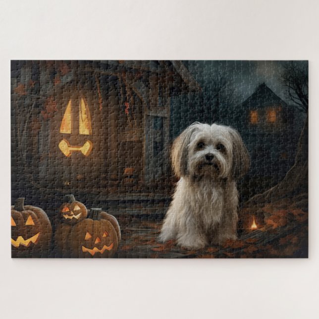 Puzzle Havanese Halloween Scary (Horizontal)