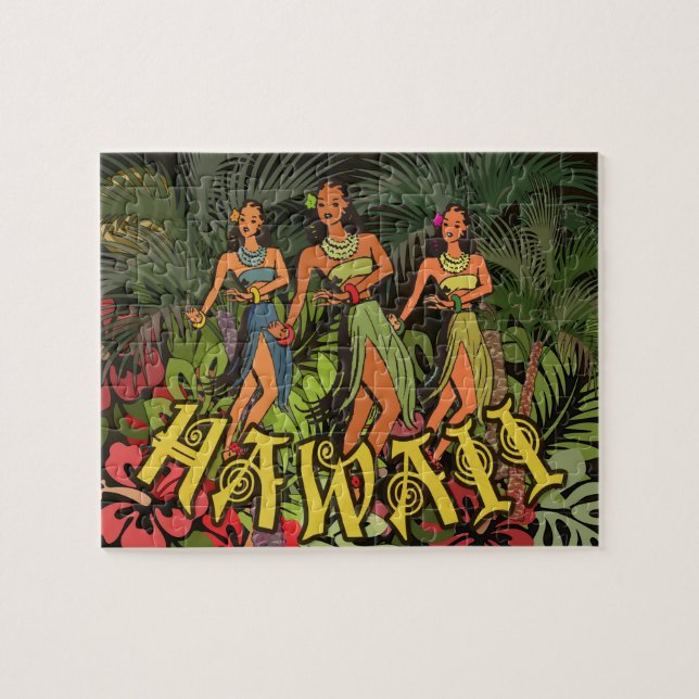 Puzzle Hawaii Aloha Palm Hula Art Design (Horizontal)