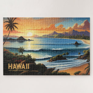 Puzzle Hawaii Beach Paradis tropical Peinture Vintage