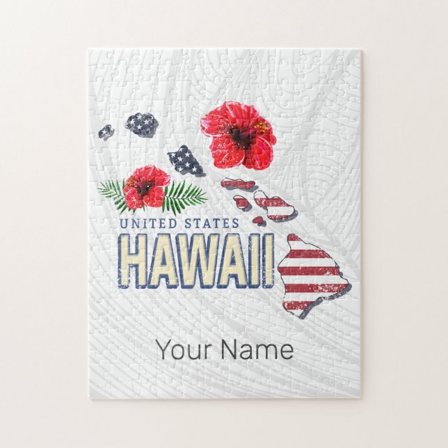 Puzzle Hawaii États-Unis Retro State Map USA Souvenir (Vertical)