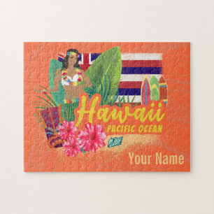 Puzzle Hawaii Hula Dancer Retro Pacific Souvenir Vintage