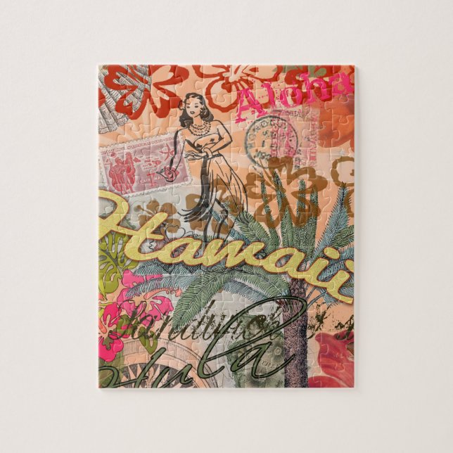 Puzzle Hawaii Hula Fleur Voyage Vintage (Vertical)