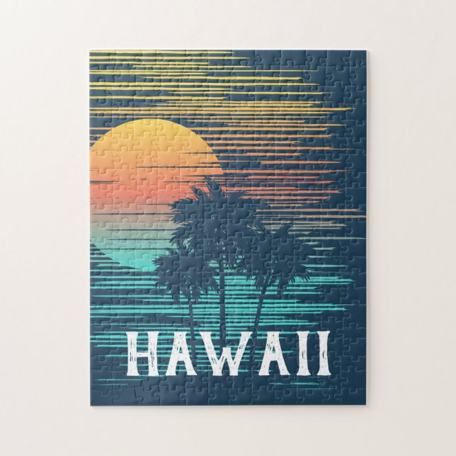 Puzzle Hawaii Sunset Sunrise Graphic Topic Forêt tropical (Vertical)