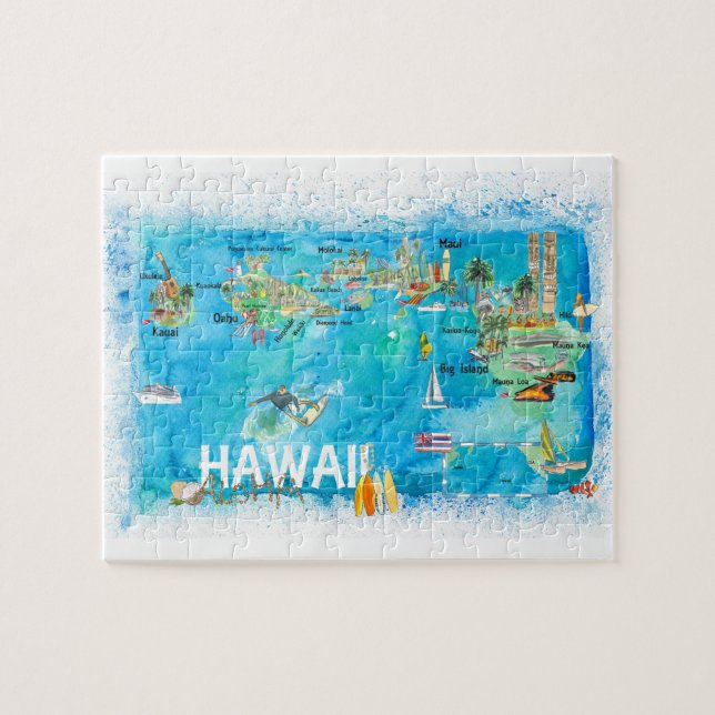 Puzzle Hawaii Travel map (Horizontal)