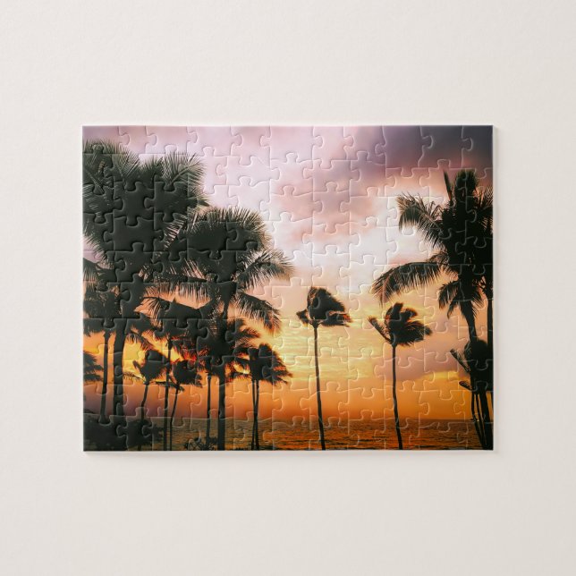 Puzzle Hawaiian Beach Palm Trees Sunset - Hawaii Travel (Horizontal)