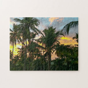 Puzzle Hawaiian Exotic Beach Palm Trees coucher de soleil
