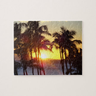 Puzzle Hawaiian Exotic Beach Palm Trees coucher de soleil
