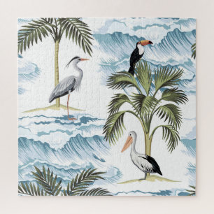 Puzzle Hawaiian vintage, motif d'été fleuri.