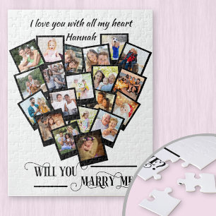 Puzzle Heart Photo Collage Aimer You Marry Me