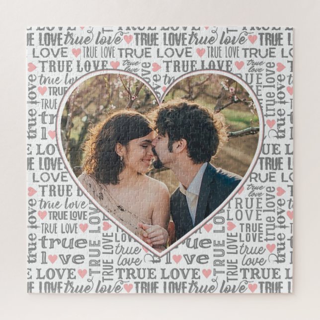 Puzzle Heart Shaped Photo True Love Valentines or Wedding (Vertical)