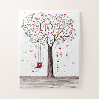 PUZZLE HEART TREE WITH SWING