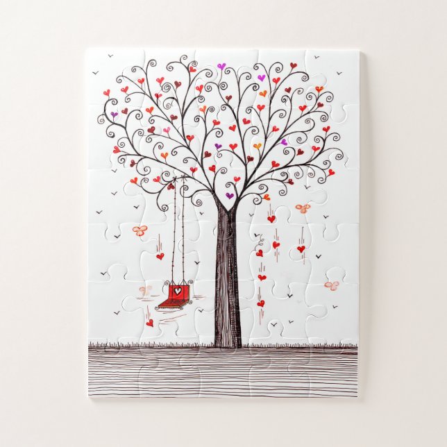 PUZZLE HEART TREE WITH SWING (Vertical)