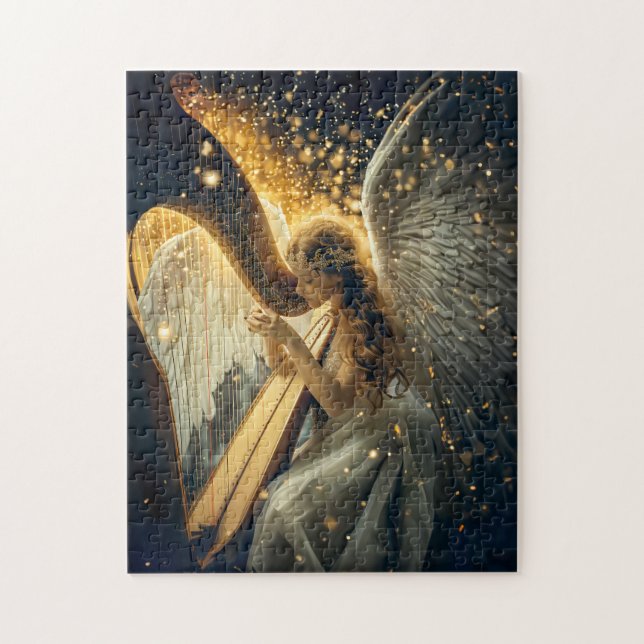Puzzle Heavenly Serenity Female Angel Playing the Harp (Vertical)
