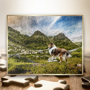 Puzzle Hébergement des moutons acajou sable rond Collie -