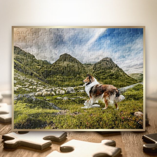 Puzzle Hébergement des moutons acajou sable rond Collie - (Créateur téléchargé)