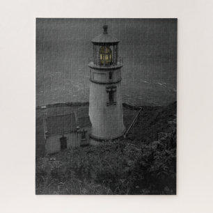 Puzzle Heceta Head Lighthouse B&W, un établissement hist