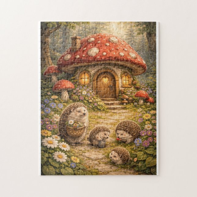 Puzzle Hedgehog Mushroom Home (Vertical)
