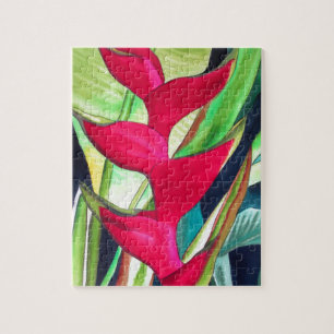 Puzzle Heliconia Lobster Claw fleur d'aquarelle tropicale
