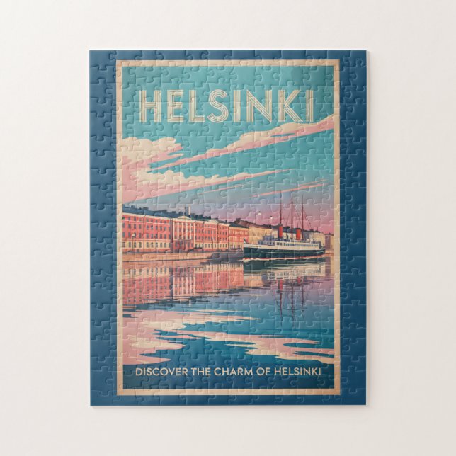 Puzzle Helsinki Finland Waterfront Travel Art Vintage (Vertical)