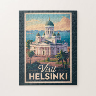Puzzle Helsinki Finlande Cathédrale Voyage Art Rétro