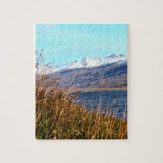 Puzzle Herbe haute et casse-tête de montagne enneigée