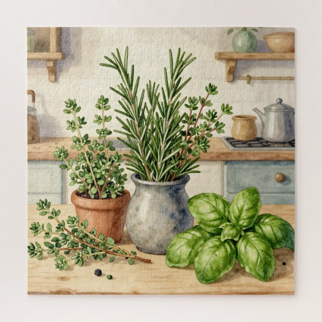 Puzzle Herbes fraîches de cuisine aquarelle  (Vertical)
